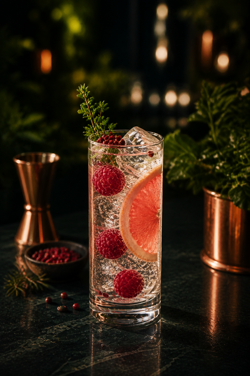 Pink Orchard cocktail serveret i Gin Lounge-stil